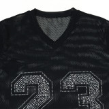 Long Mesh Sheer Round Neck Long T-Shirt