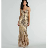 Women's Versatile Sequin Sexy Backless Spaghetti Strap Maxi Dress