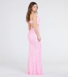 Women's Fashion Sexy Spaghetti Strap Backless High Slit Evening Gown