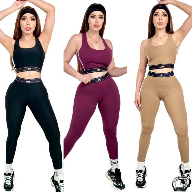 Yoga Set Push-Up Sports Bra High-Waisted Tummy Control Butt Lifting Workout Outfit