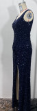 Women's Sexy Halter Neck Sequin Versatile Long Evening Dress
