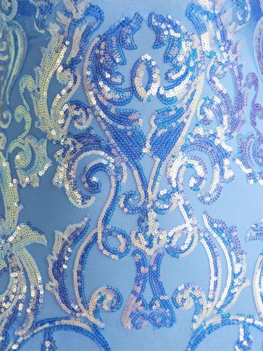 Blue Sequin V-Neck Sexy Party Dress Evening Gown