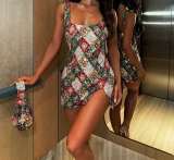 Colorful Diamond Pattern Sequin Slit Bodycon Sexy Dress