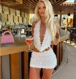 Sexy Halter Neck V-Neck Slimming Dress Set