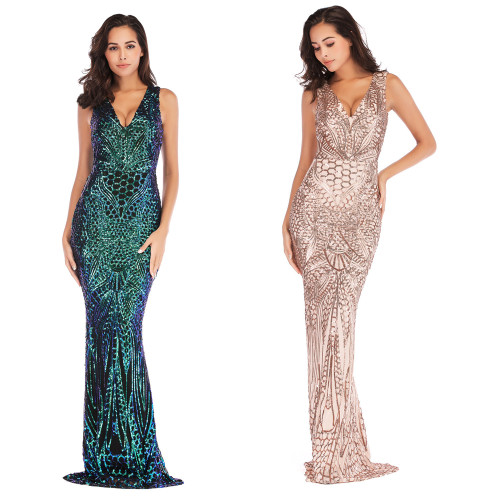 Stretchy Sexy Sequin Bodycon Maxi Dress