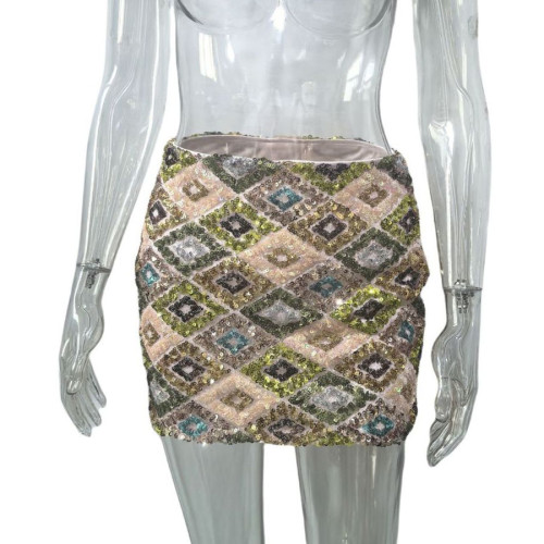 Geometric Sequin Mini Bodycon Club Dress