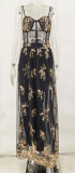 Sexy Sheer Spaghetti Strap Sequin Maxi Dress