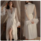 Sexy Open-Back Chemise & Robe Set