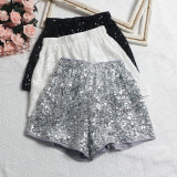 Glitter Sequin High-Waist Shorts