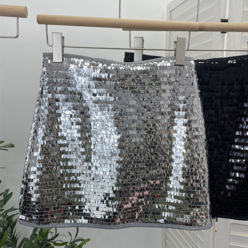 Sparkly High-Waist A-Line Mini Skirt