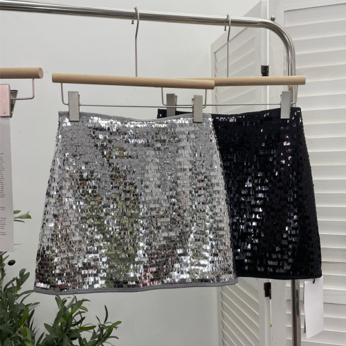 Sparkly High-Waist A-Line Mini Skirt