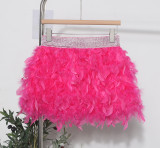 Feather Hem Flared Mini Skirt