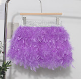 Feather Hem Flared Mini Skirt