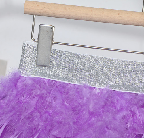 Feather Hem Flared Mini Skirt