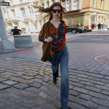 Floral Print Double Breasted Blouse