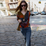 Floral Print Double Breasted Blouse