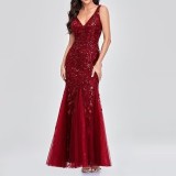 Glamorous Sequin V-Neck Elegance Dress