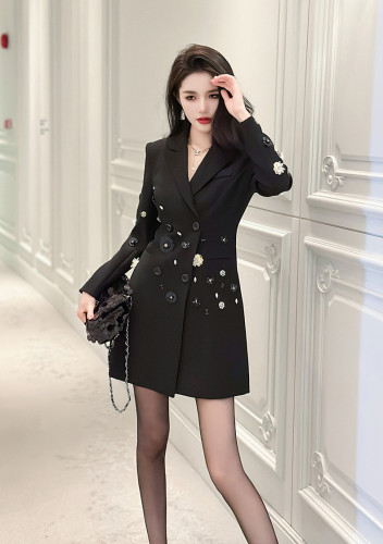 Rhinestone Black Blazer Dress for Women