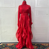 Fashion Ruffle Detail Slim Fit Contemporary Dress