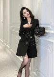 Rhinestone Black Blazer Dress for Women