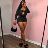 Women's Sexy Deep V-Neck Solid Color Slimming Bodysuit Jumpsuit
