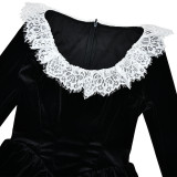 Fashion Square Neck Long Sleeve Dress
