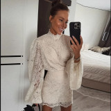 Luxe Lantern Sleeve Lace Two-Piece Ensemble