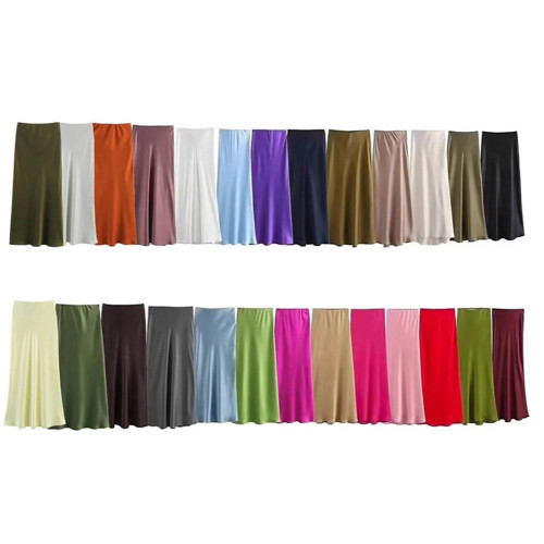 High-Waist Satin Maxi Skirt