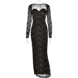 Lace Sheer Cape Sleeve Top & Mermaid Skirt Set