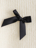 Round Neck Bow Detail Cropped Sweater