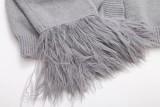 Cuff Fur Trim Cardigan Sweater