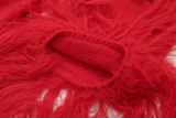 Cuff Fur Trim Cardigan Sweater
