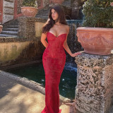 Lace Sheer Cape Sleeve Top & Mermaid Skirt Set