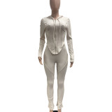 Women's Ribbed Stripe Panel Casual Sports Set