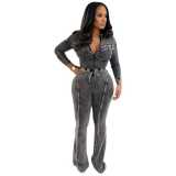 Vintage Washed Distressed Patchwork Casual Fashion Set