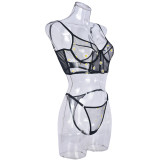 Floral Print Mesh Underwire Corset Set