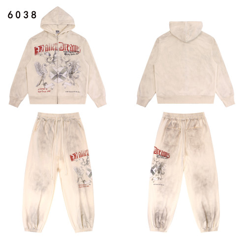 Vintage Washed Distressed Hoodie & Joggers Set