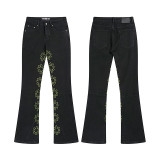 LOSTSHDWS Classic Embroidered Logo Casual Unisex Flared Denim Jeans