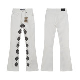 LOSTSHDWS Classic Embroidered Logo Casual Unisex Flared Denim Jeans