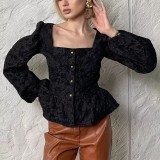 Square Neck Puff Sleeve Blouse