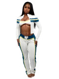 Print-Panel 3-Piece Set: Long Sleeve Top, Adjustable Strap & Tie-Waist Pants