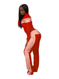 Print-Panel 3-Piece Set: Long Sleeve Top, Adjustable Strap & Tie-Waist Pants