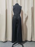 Women's Vest Top with Pleated Skirt Pants Two-Piece Set