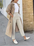 Women's Slim Fit Solid Color Gather Detail Stretch Straight Leg Pants