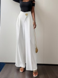 Women's High-Waist Solid Color Straight Leg Dress Pants