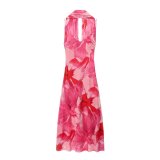 Mesh Print Long Scarf Dress