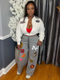 Fleece-Lined Embroidered Baseball Jacket