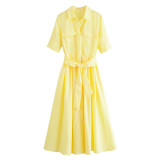V-Neck Tie-Waist Dress