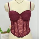 Lace Shapewear Sexy Bustier Top Sleeveless Front Long Back Short Belly Control Corset