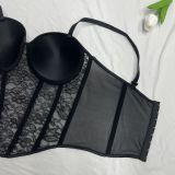 Lace Shapewear Sexy Bustier Top Sleeveless Front Long Back Short Belly Control Corset
